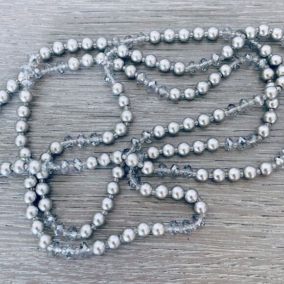 Long Champagne Pearl Beaded Necklace - Picture 1 of 4